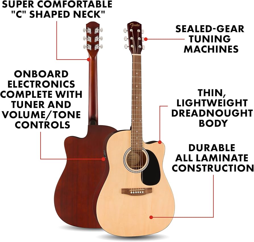 Amazon.com: Fender FA-25CE Dreadnought Acoustic Electric